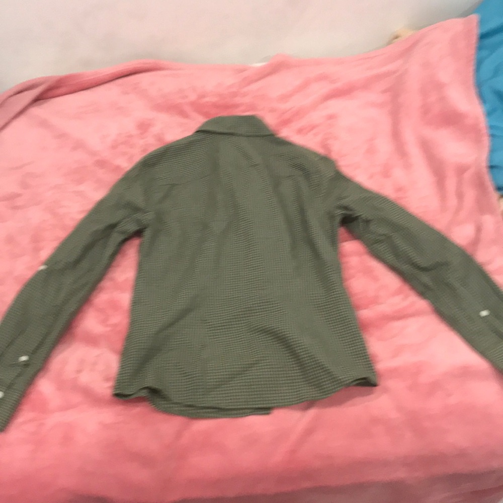 Green checkered button down - Picture 2 of 3